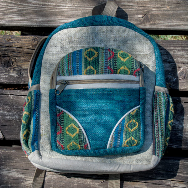 Petit sac à dos bleu en chanvre
