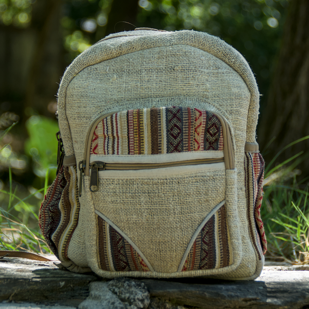 Petit sac à dos beige en chanvre – Image 4