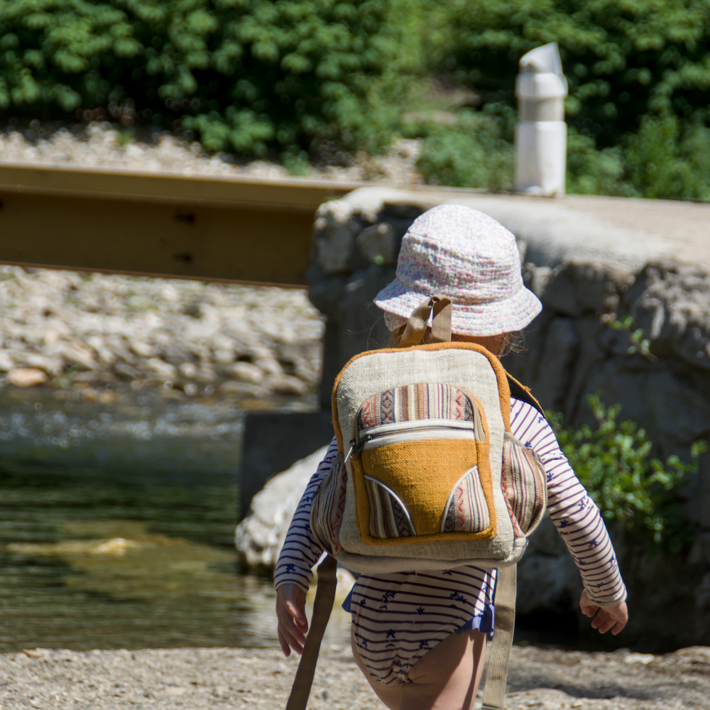 Petit sac à dos jaune en chanvre – Image 3