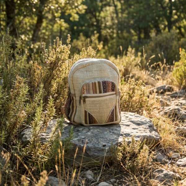 Petit sac à dos beige en chanvre