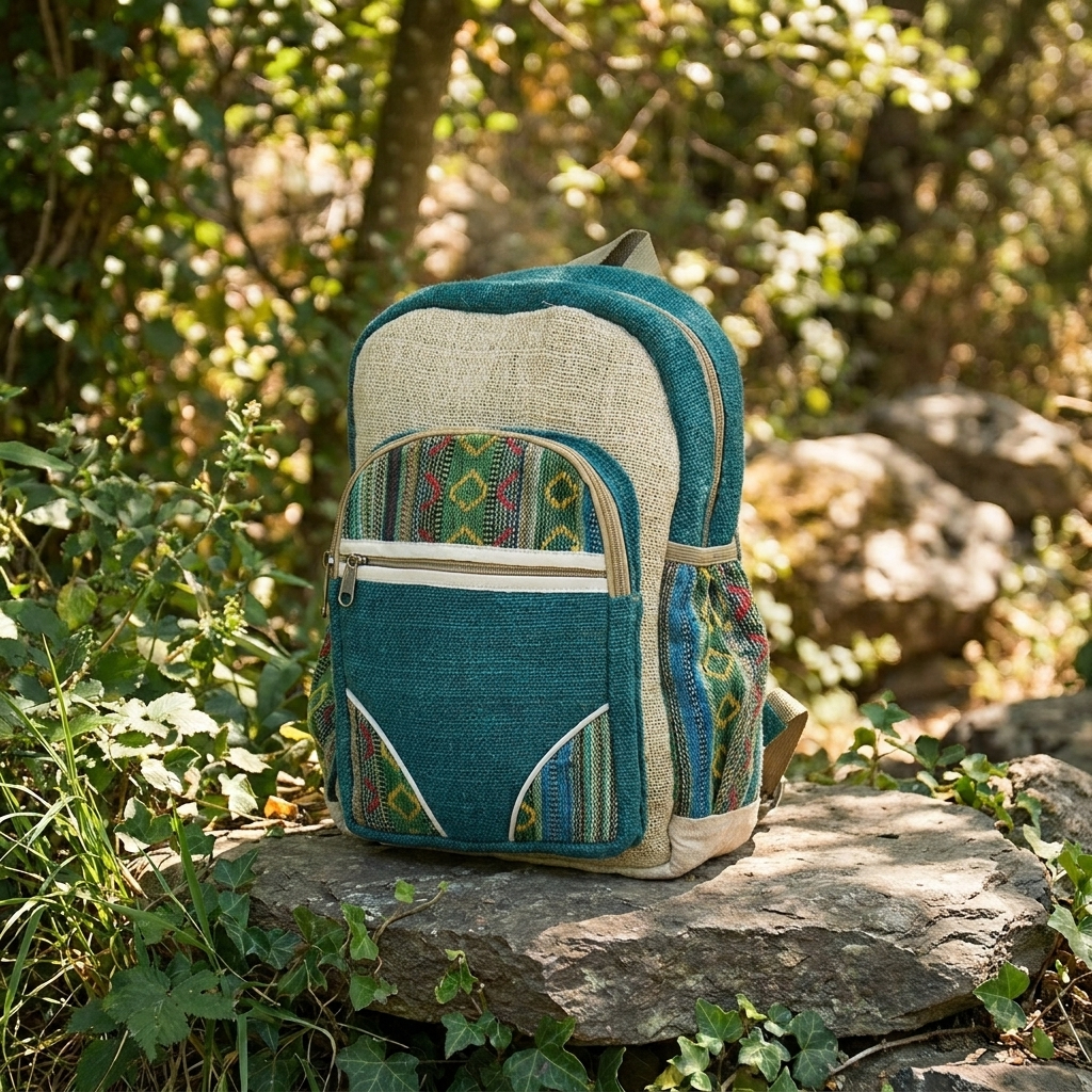 Moyen sac à dos Sari chanvre bleu – Image 3